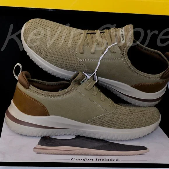 Skechers Men's Delson Slip On Sneaker Taupe - Picture 6 of 7